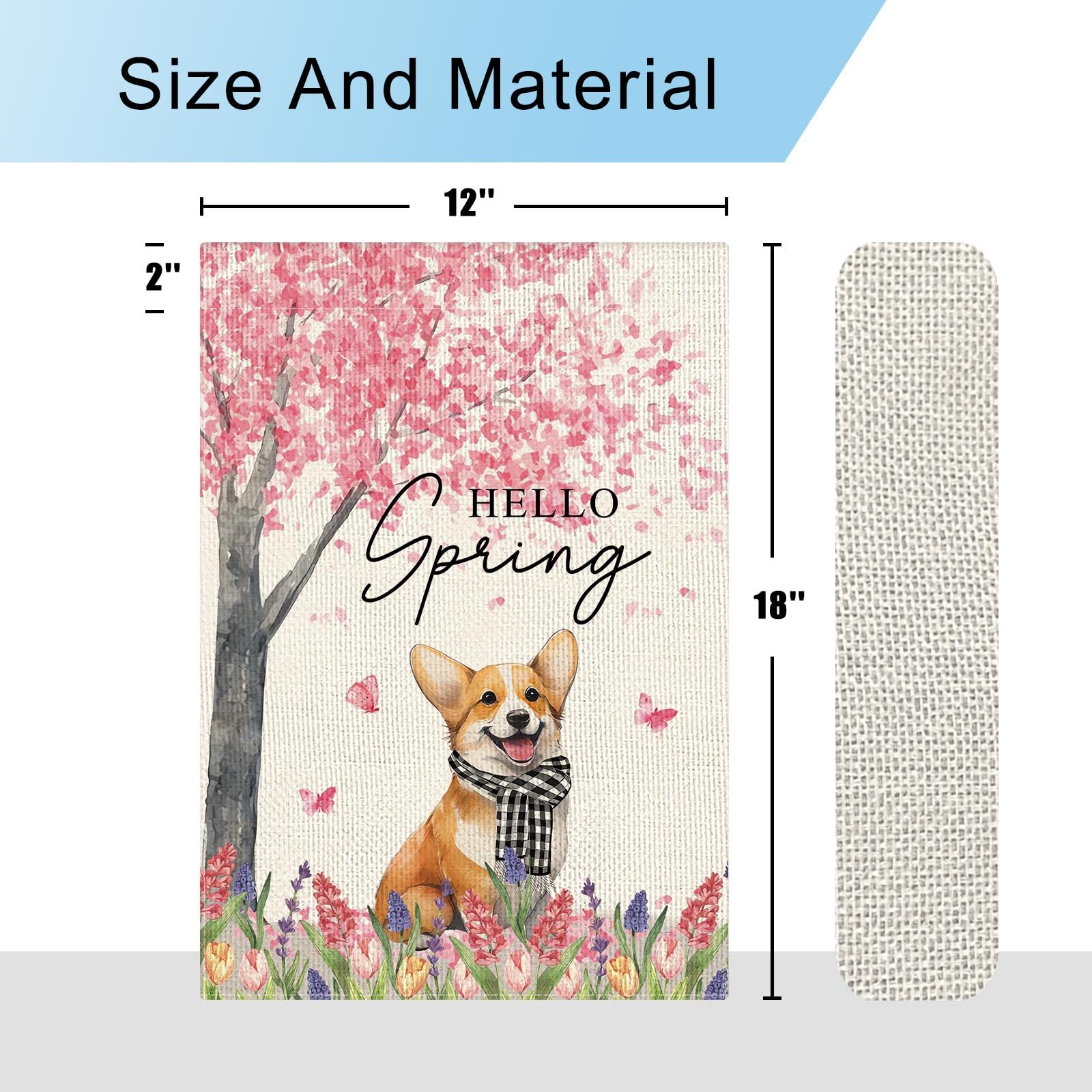 Dlzdn Hello Spring flag made of washable polyester, durable outdoor decor.