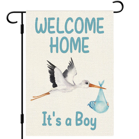 Dlzdn Welcome Home Baby Boy flag on porch adds festive curb appeal.