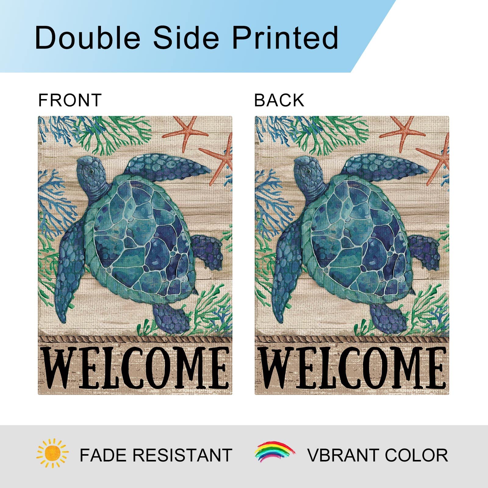 Dlzdn Welcome Sea Turtle flag lightweight polyester ready to hang on standard poles.