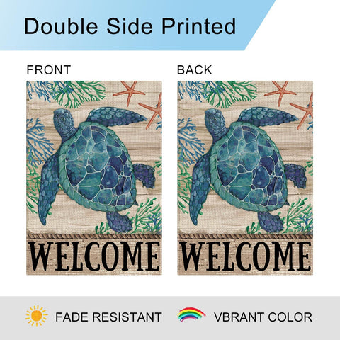 Dlzdn Welcome Sea Turtle flag lightweight polyester ready to hang on standard poles.