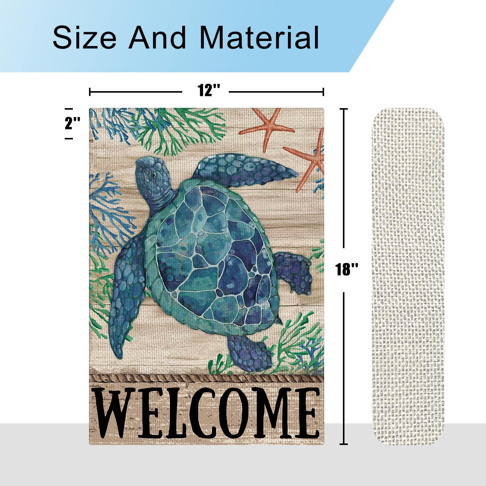 Dlzdn Welcome Sea Turtle flag ideal for garden or porch displays.