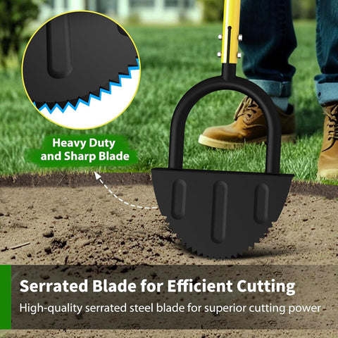 DMHMXZ half-moon saw-tooth blade slices dense turf with ease