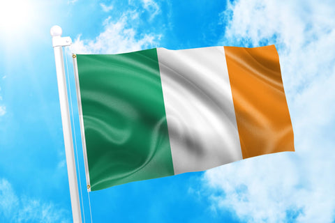 DMSE Ireland flag 2x3 ft stitching detail highlighting reinforced seams for wind resilience