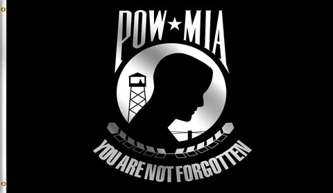 DMSE POW/MIA flag 2x3 front view shows vivid, UV treated colors for outdoor display.