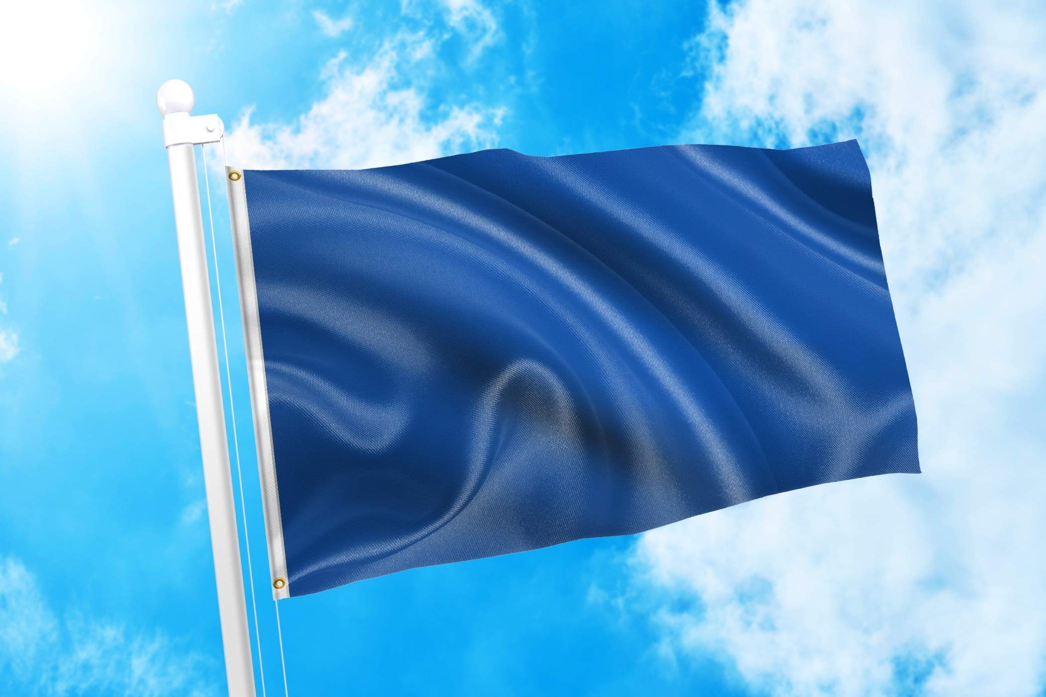 DMSE Solid Royal Blue Flag side detail highlighting double stitching for wind durability