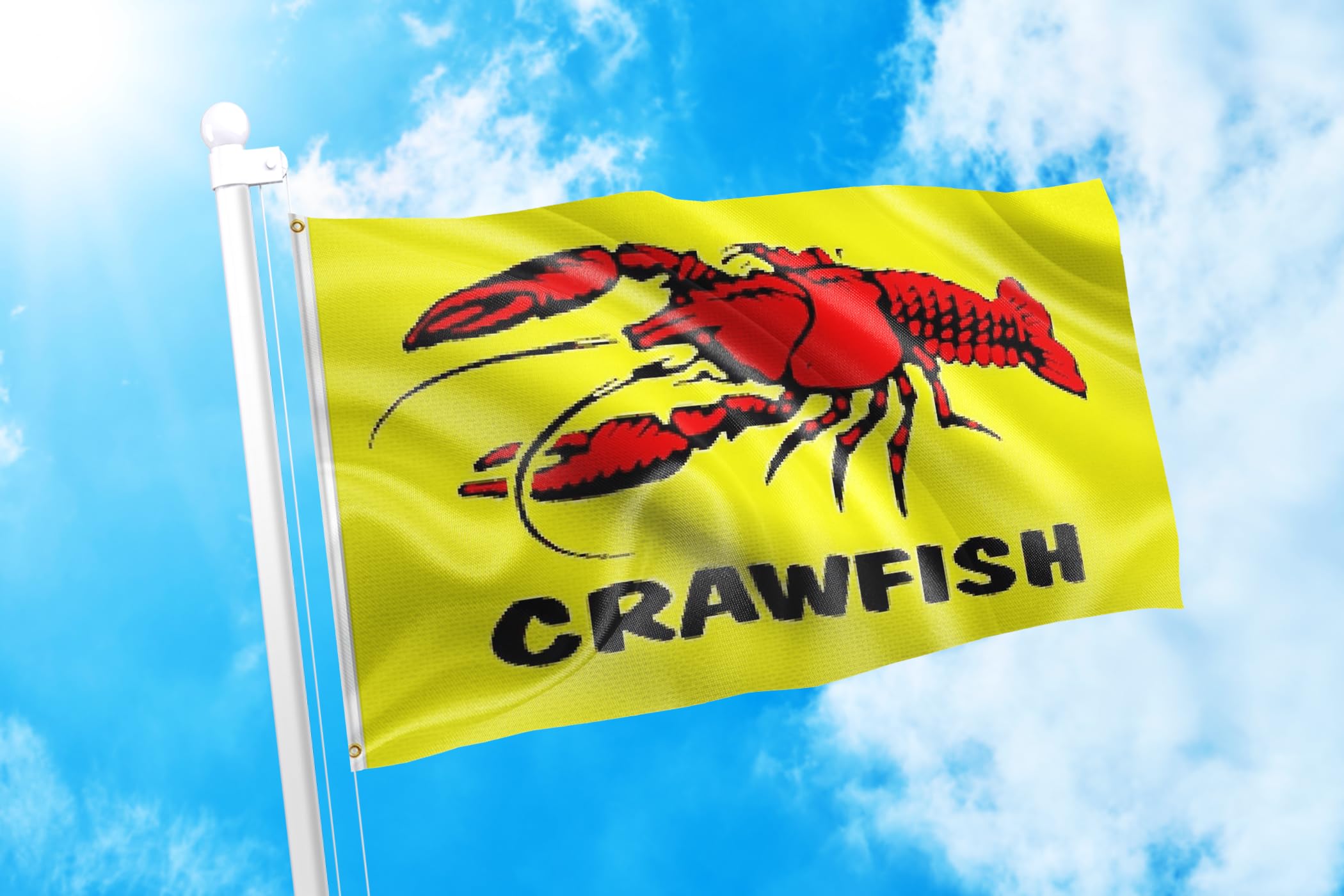 DMSE crawfish flag UV-resistant 3x5 ft for long-lasting visibility.