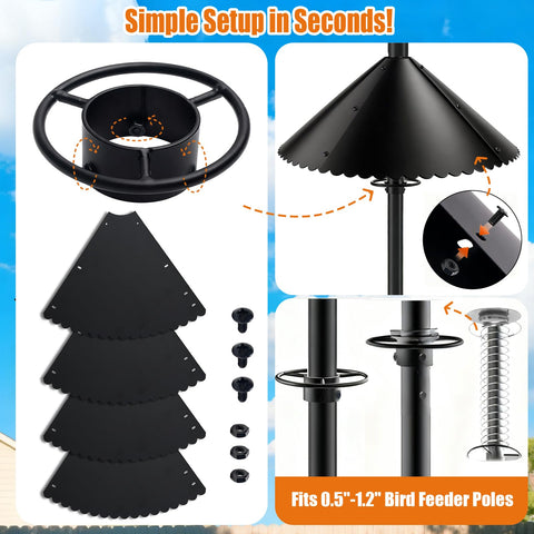 DMTXCRP metal squirrel baffle spring-defense dome deters squirrels by wobbling