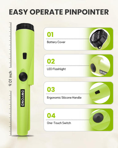 Dmyond pinpointer belt clip enables hands-free carrying.