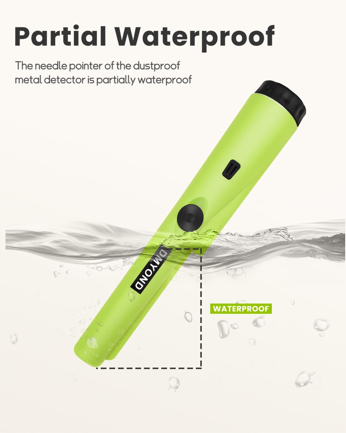 Dmyond pinpointer detects coins, relics, jewelry in any terrain.