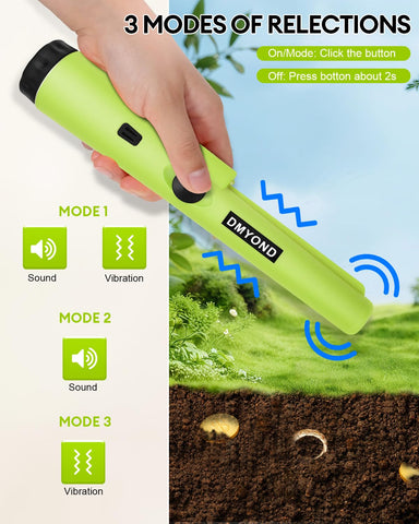 Dmyond pinpointer LED indicator confirms detection with a clear light.