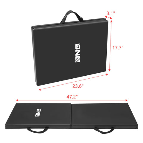 DNA Motoring kneeling pad folded with handles for easy transport and compact storage.