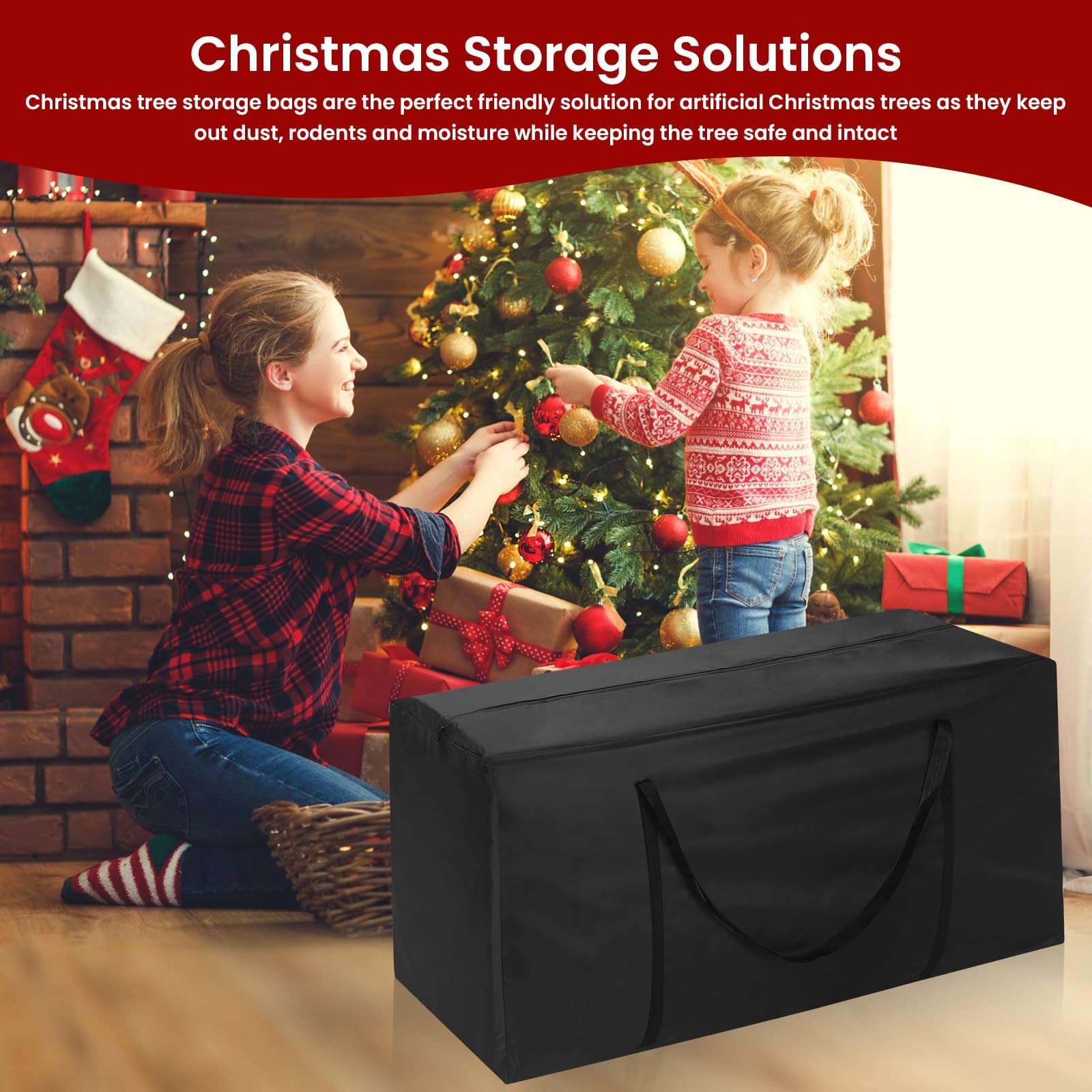 DNIEBW storage bag keeps attic space organized after holidays.