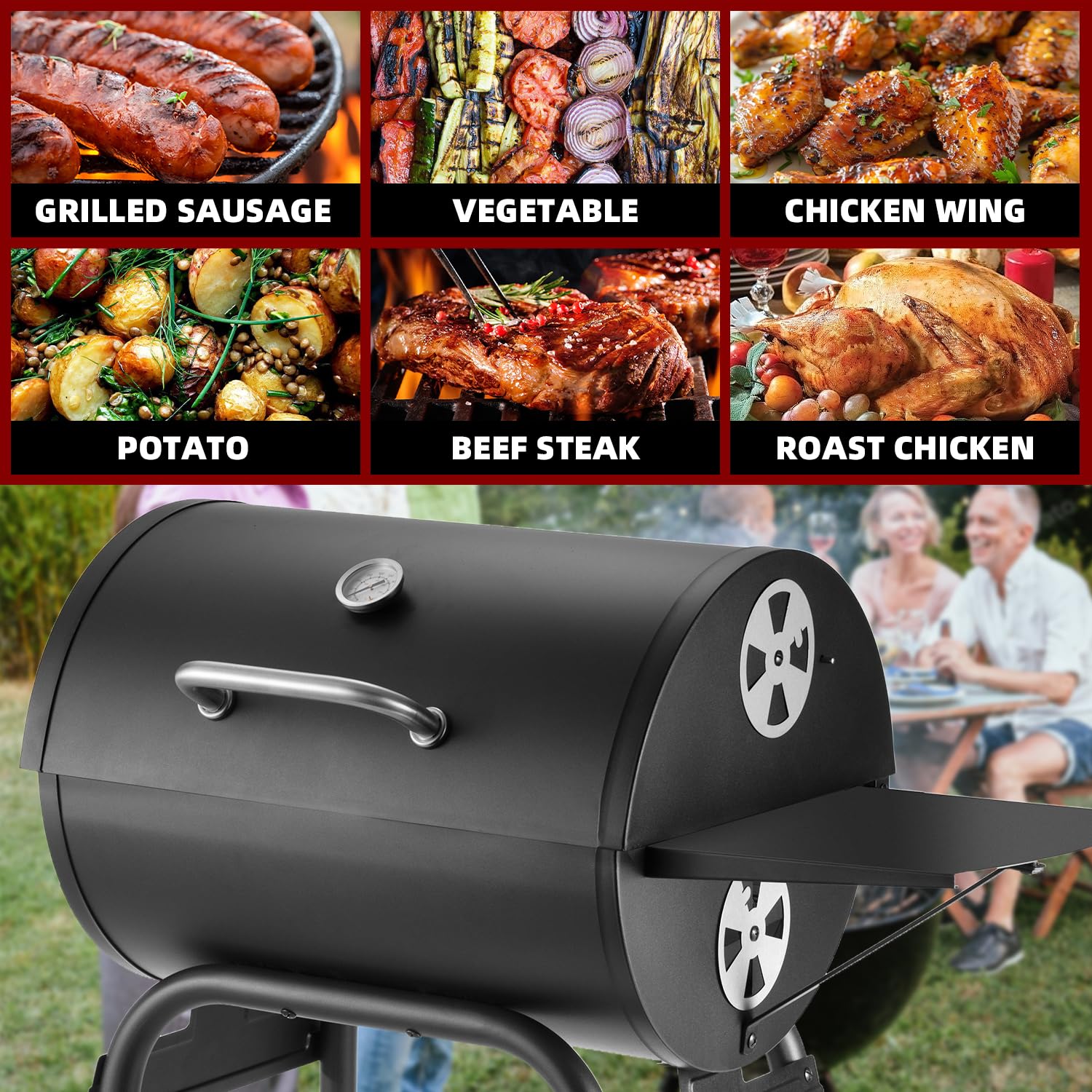 DNKMOR bottom shelf stores grilling tools within reach