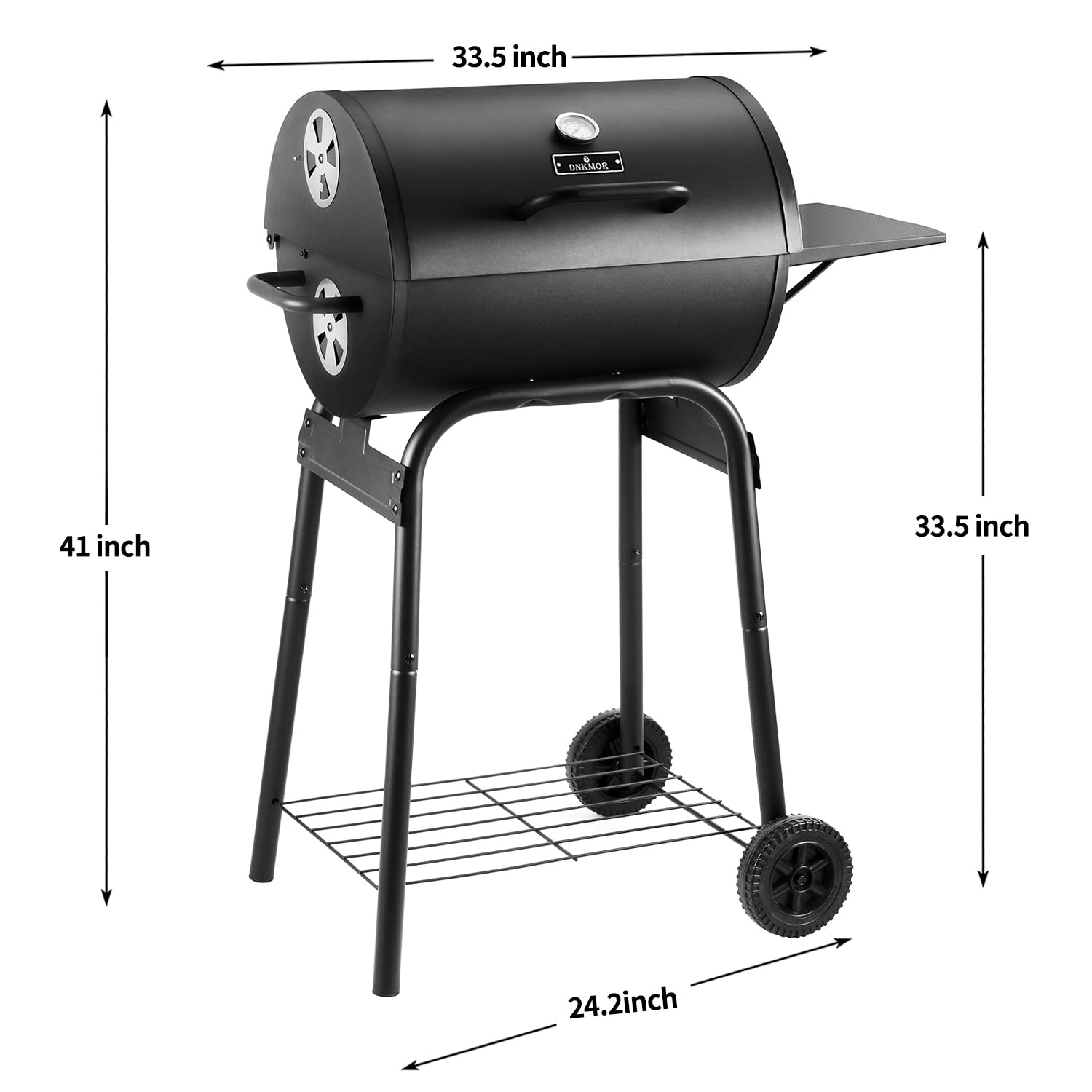 DNKMOR grill with wheels and side handle for easy mobility
