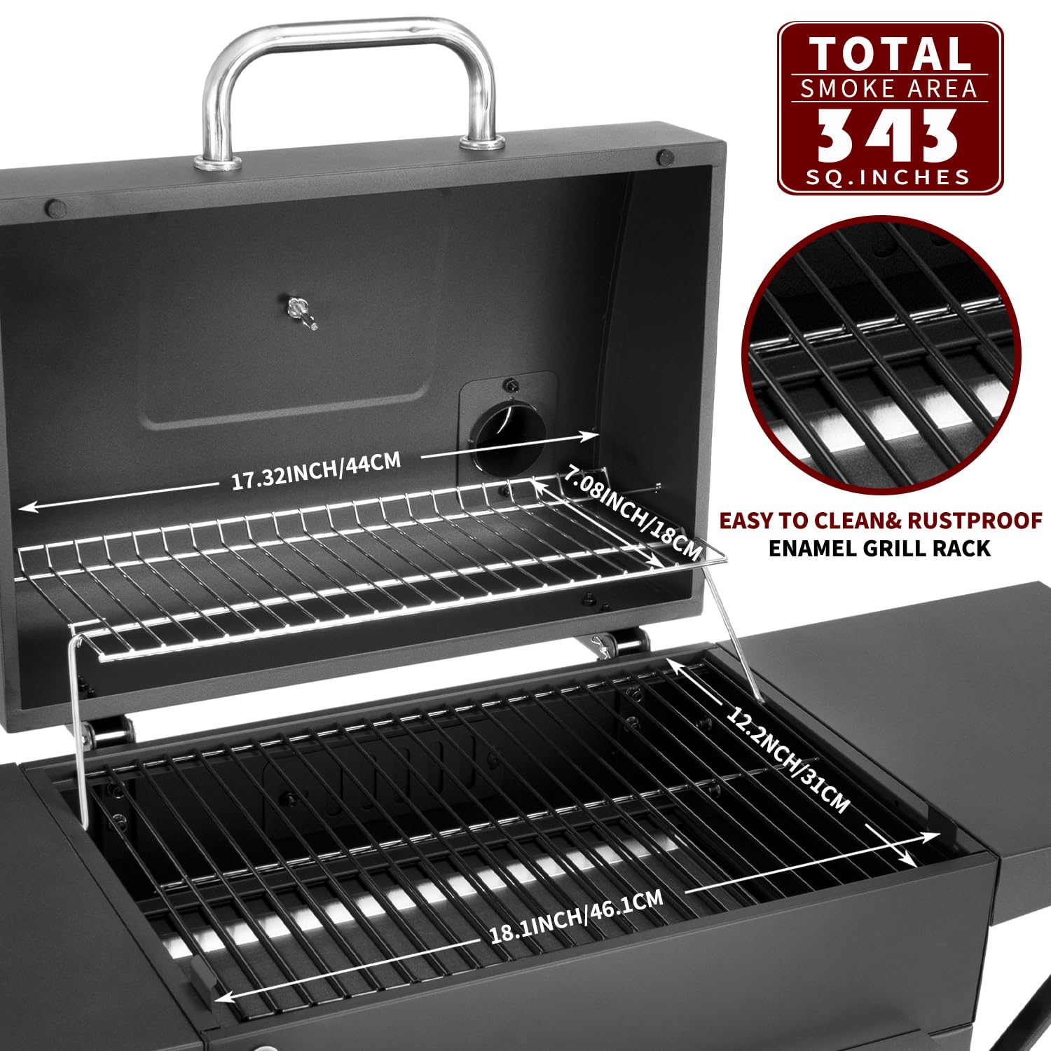 DNKMOR charcoal grill side tables providing convenient prep space