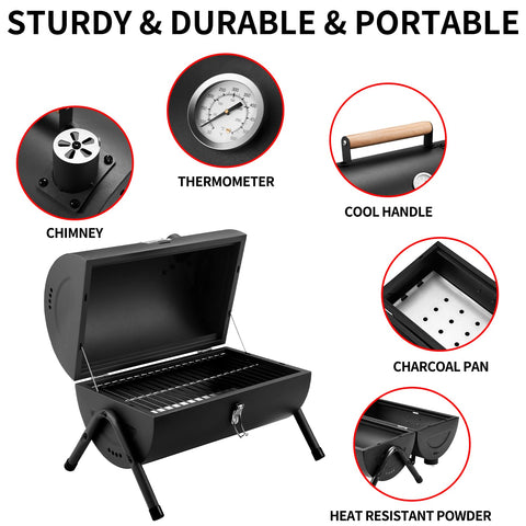 DNKMOR compact design fits neatly in car trunks for travel grilling