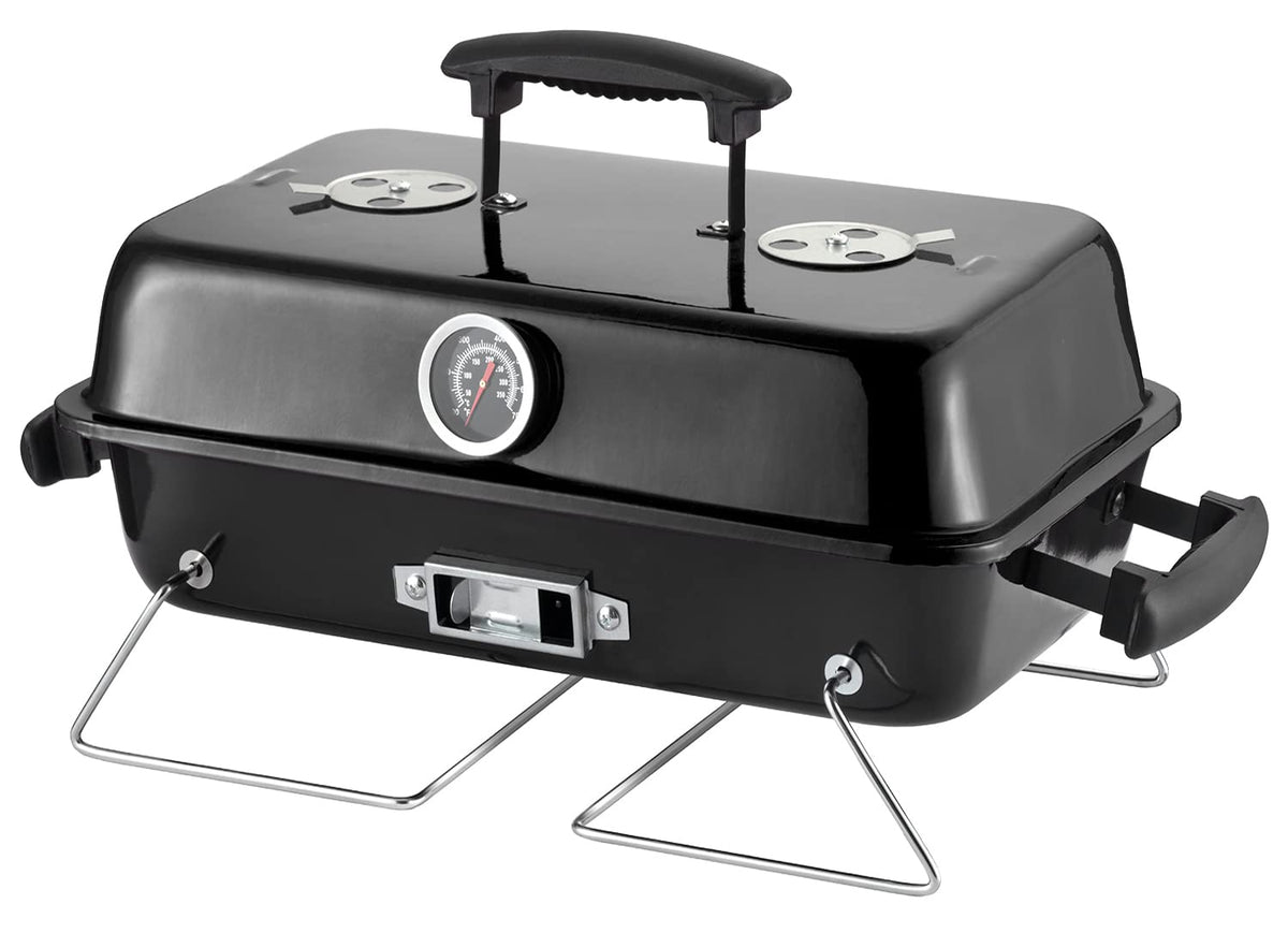DNKMOR portable charcoal grill lid with vent for steady heat control.