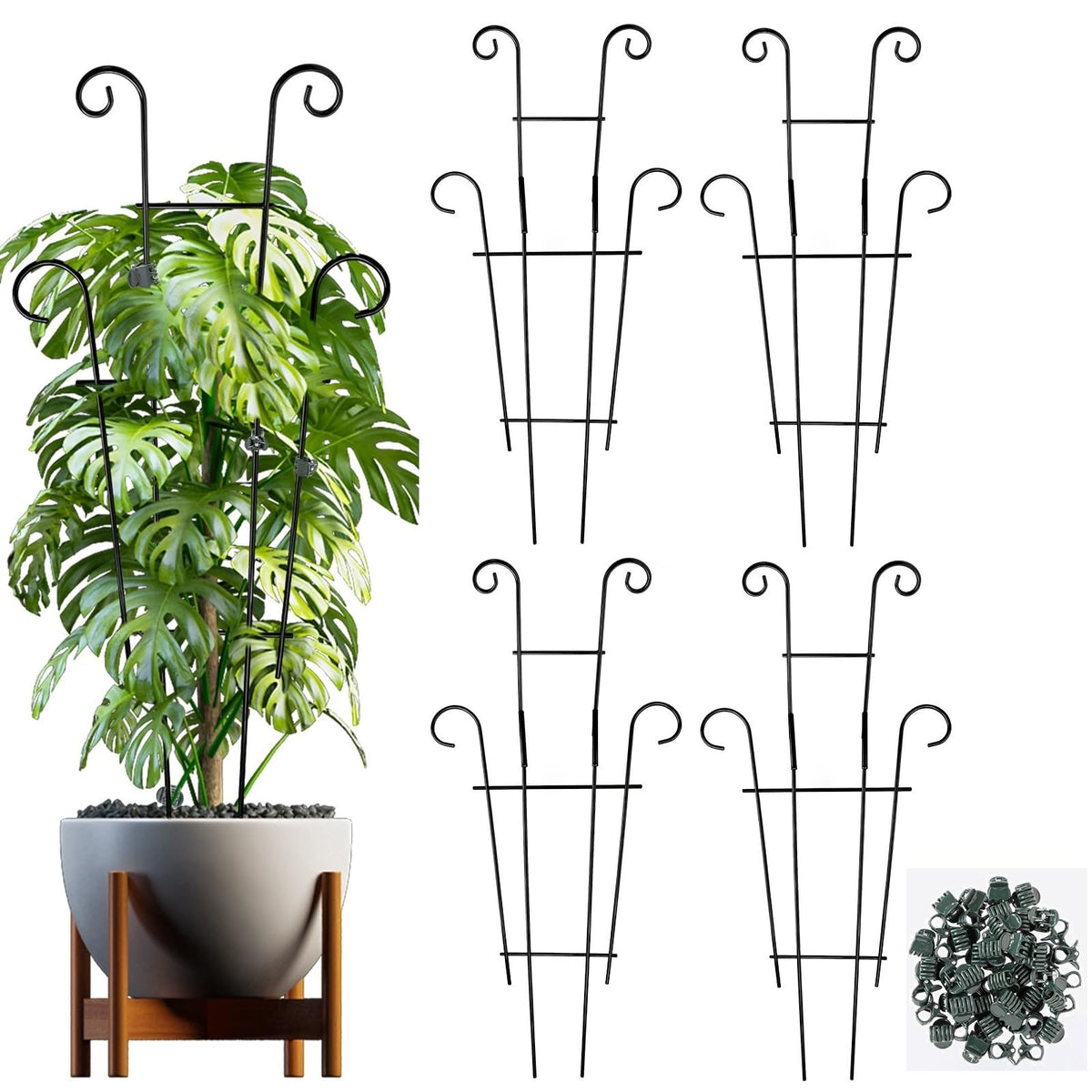 Dntorx 25.6-inch plant trellis supports tall climbing plants in pots.
