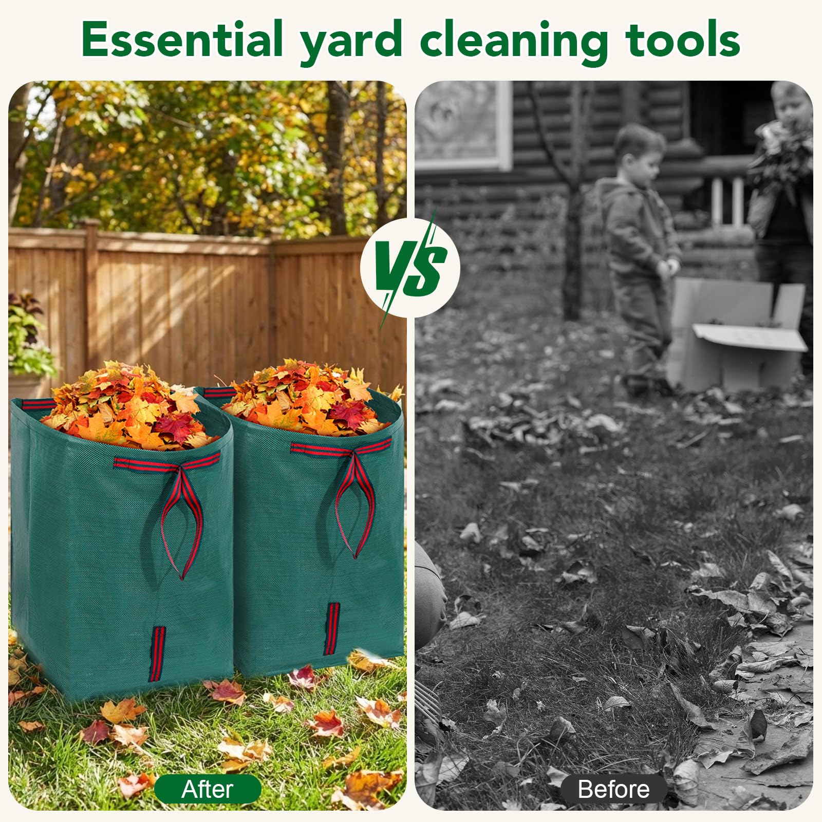 Dntorx lawn bag supports versatile outdoor waste management.