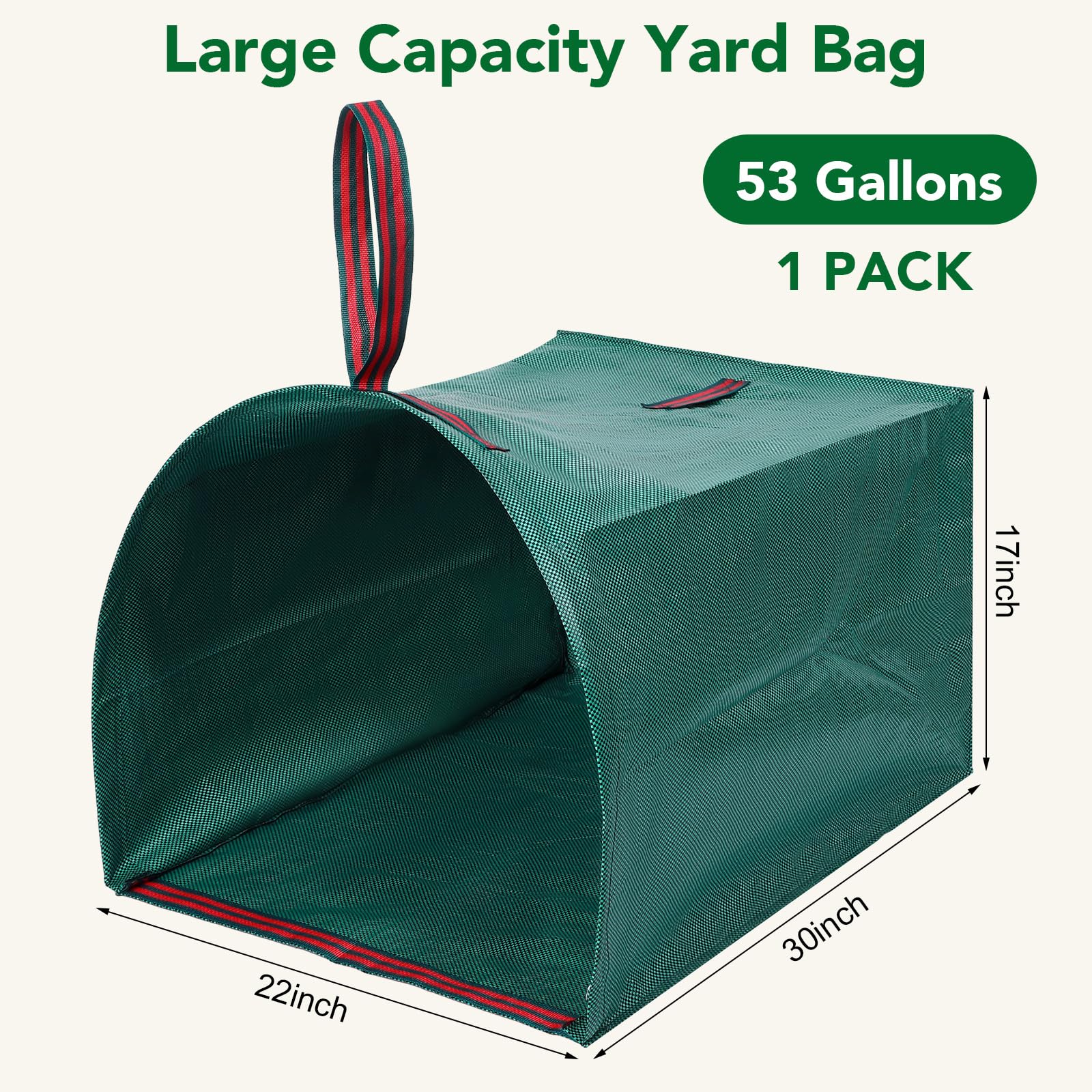 Dntorx leaf bag features reinforced handle for heavy yard debris transport.