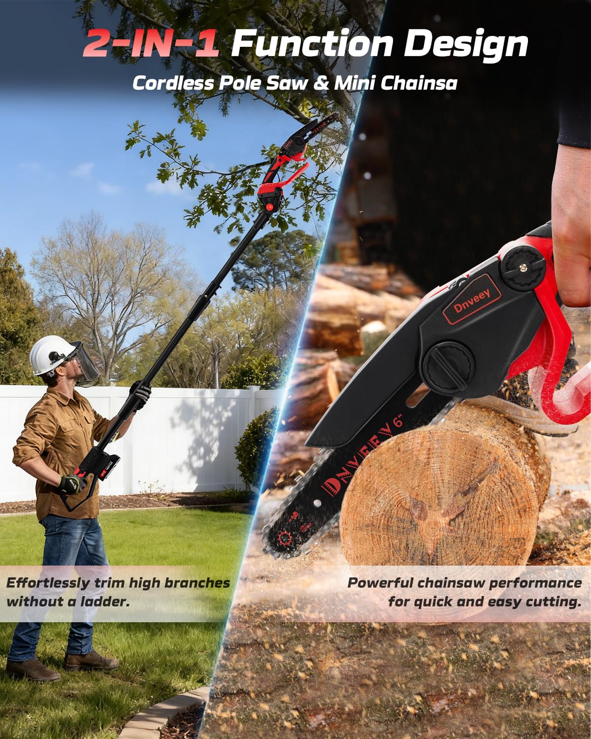 Dnveey 800W brushless motor delivers strong pruning power for thick branches