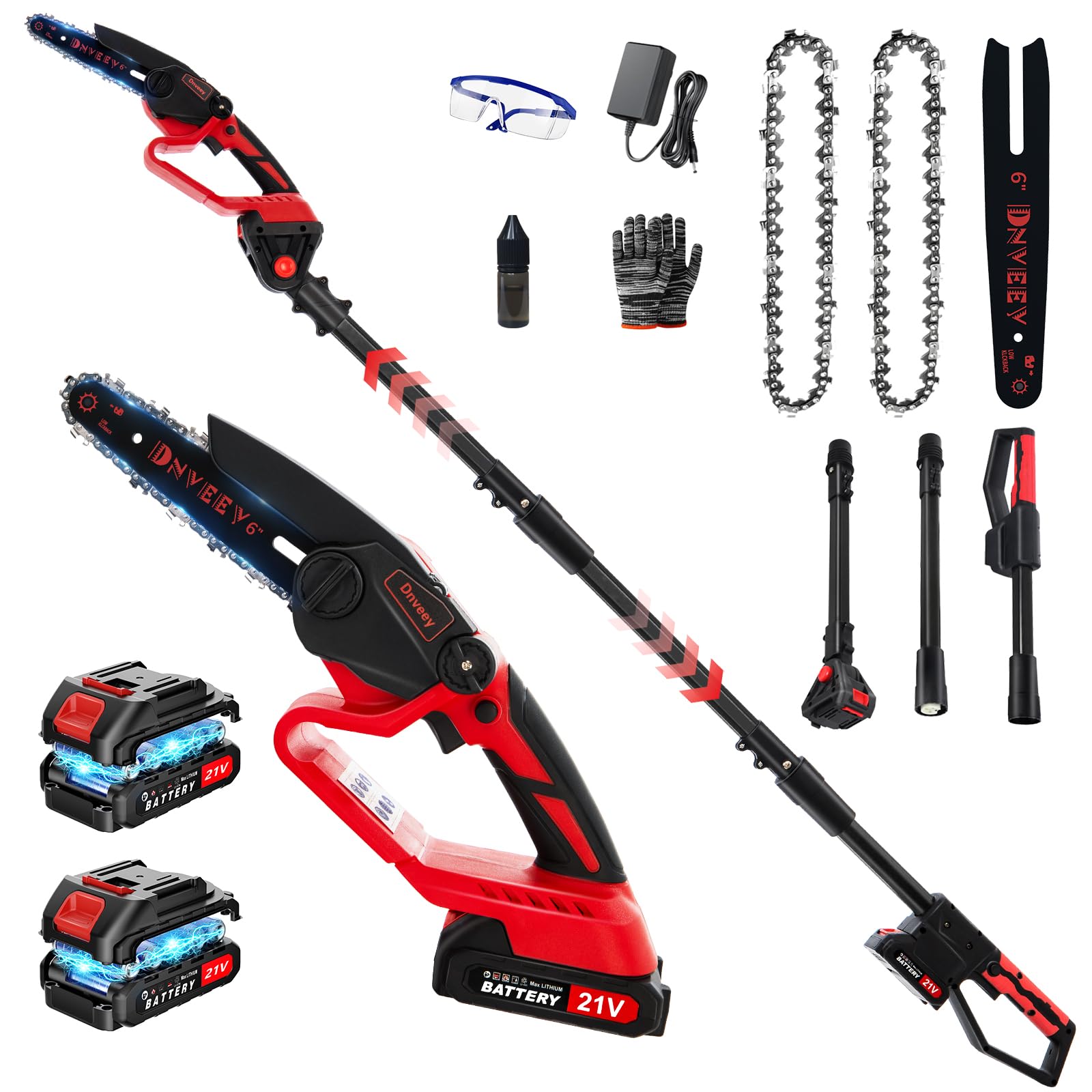 Dnveey 2-in-1 pole saw with extendable reach for safe overhead pruning