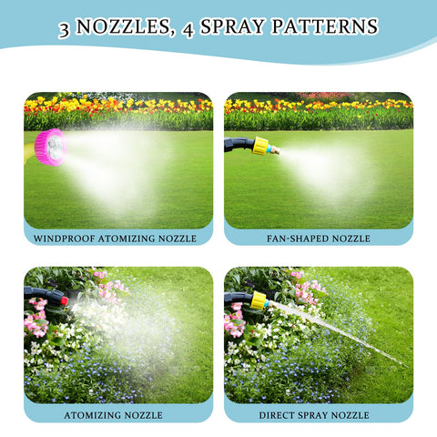 Docreate three-nozzle setup supports versatile spray patterns for garden chores