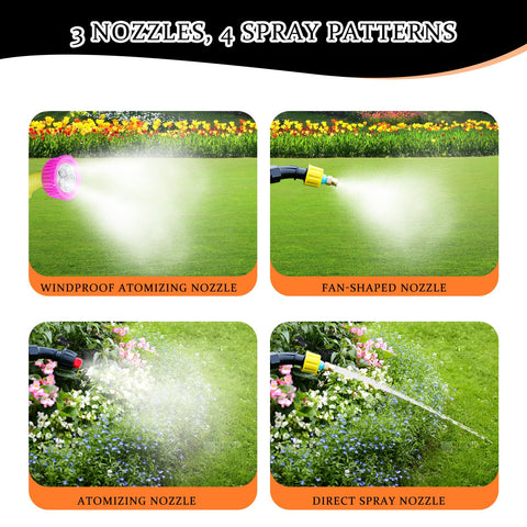 Docreate three nozzles interchangeable for precise mist and targeted applications.