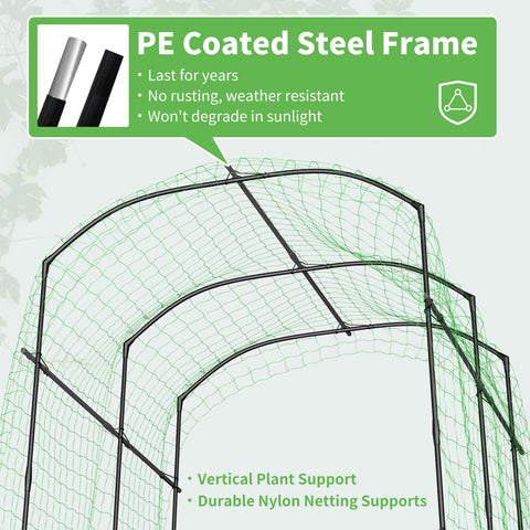 DoCred arch with adjustable base width fits different garden layouts.
