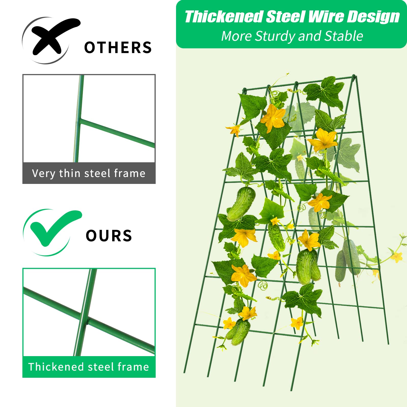 DoCred Cucumber Trellis two-pack side-by-side setup saves garden space.