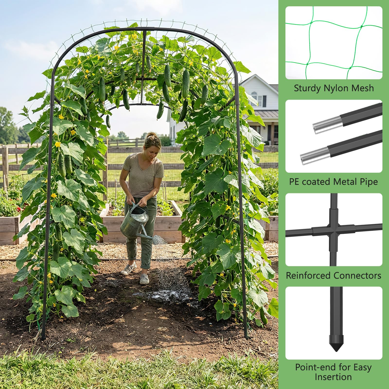 DoCred vertical garden arch with vines demonstrates space-saving design