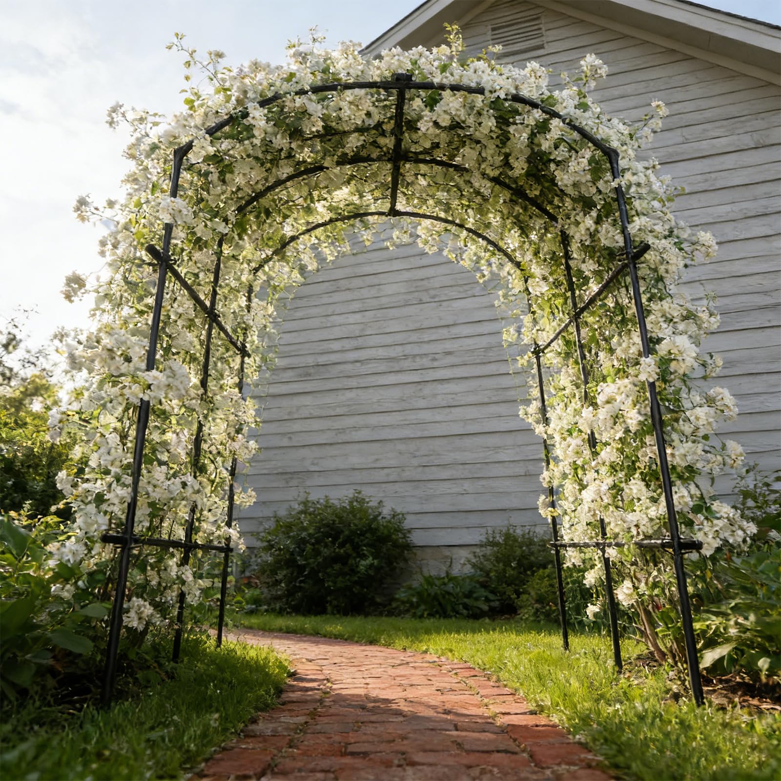 DoCred vertical gardening arch saves space while guiding vines upward.