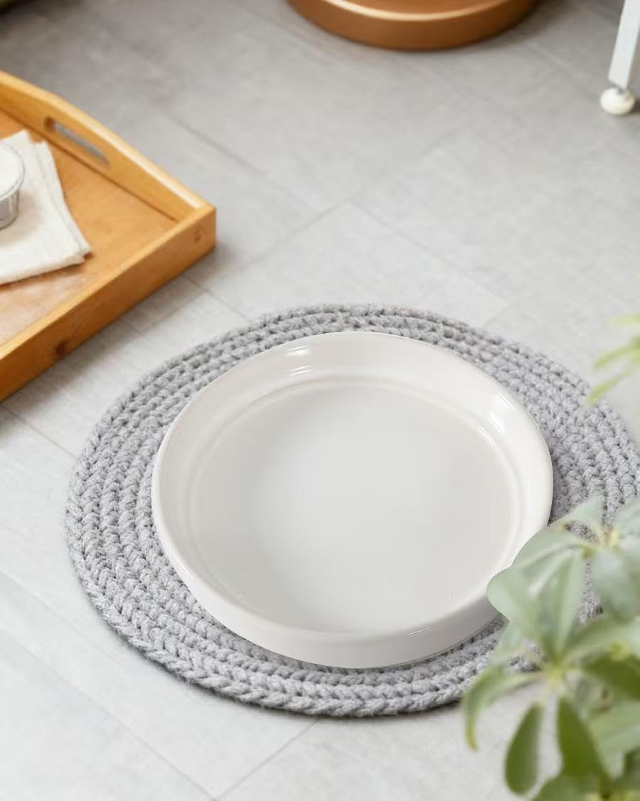 Docrin 2-pack ceramic saucer; indoor and outdoor use for versatile setups.