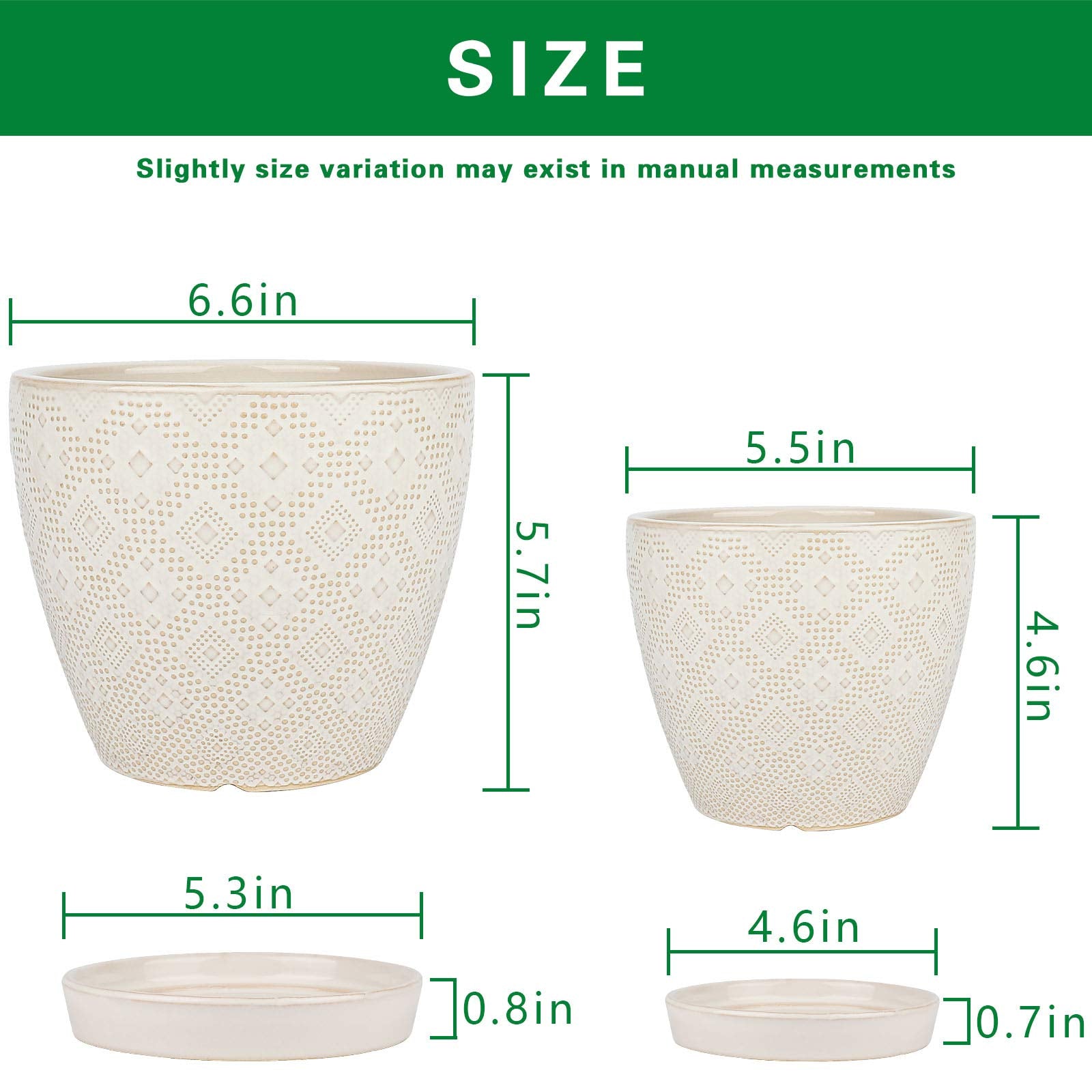 Docrin ceramic plant pot 5.5-inch white with drainage for compact spaces.