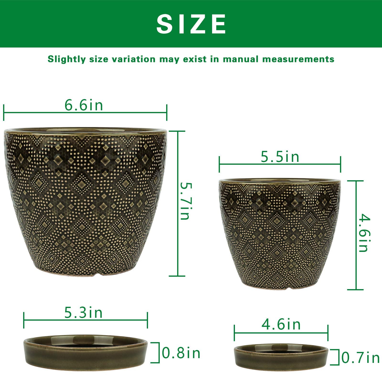 Docrin dark-green ceramic planter 5.5-inch ideal for herbs or succulents