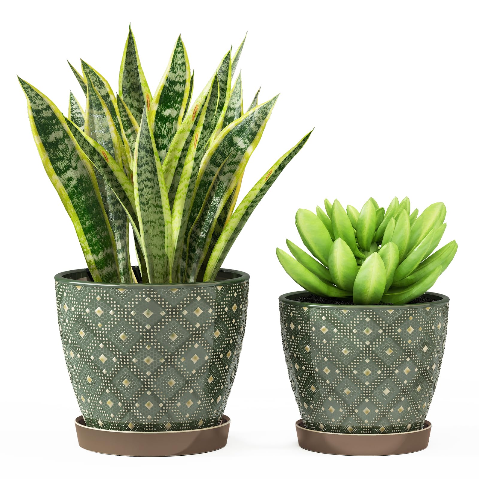 Docrin dark-green ceramic planter 6.6-inch for compact indoor display and easy care