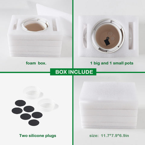 Docrin ceramic pot with drainage holes and saucer for neat water control.