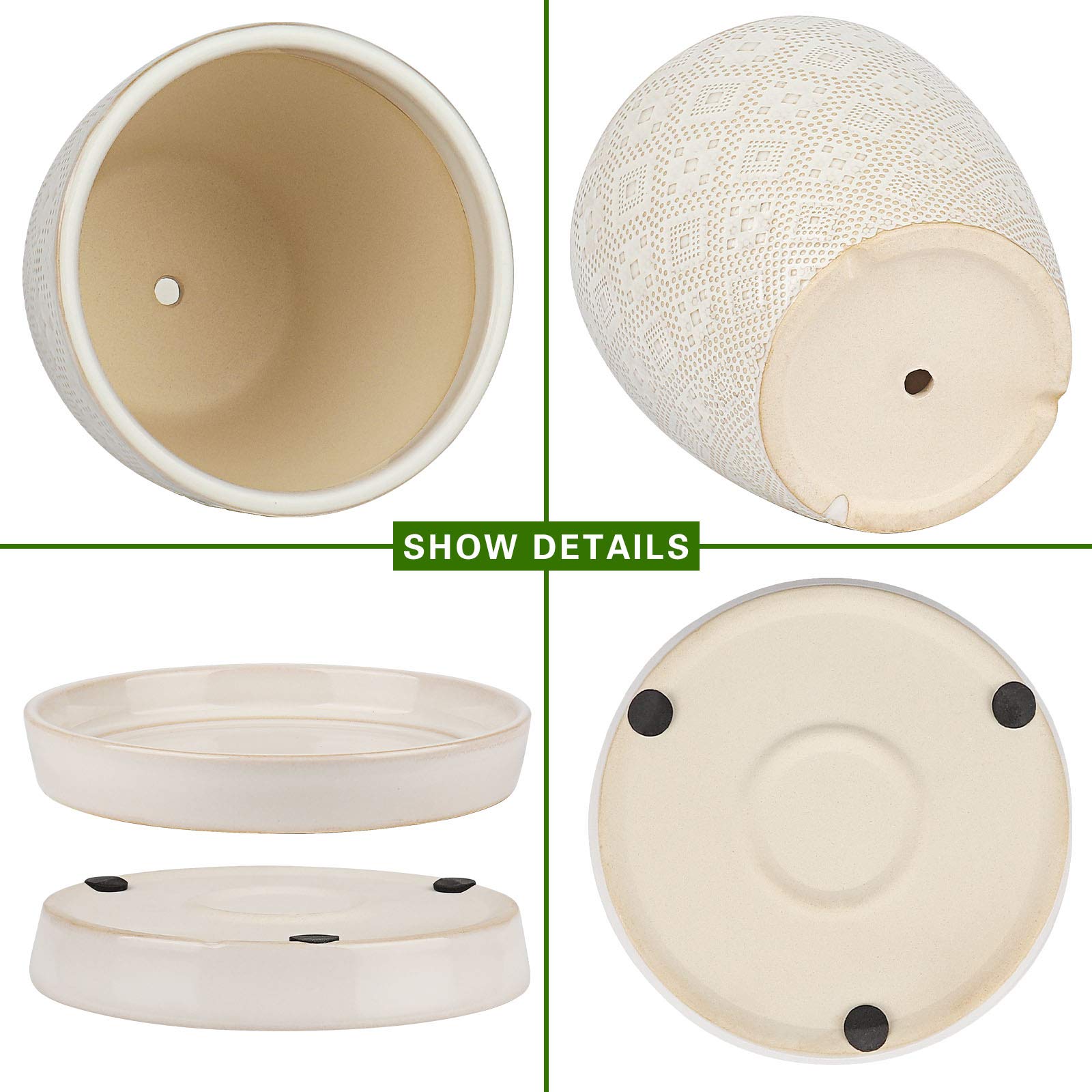 Docrin white ceramic pot is lightweight yet sturdy for easy repositioning.