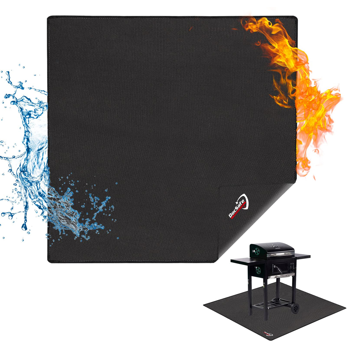 DocSafe 48-inch fire pit mat protects decks from embers and grease for cleaner surfaces