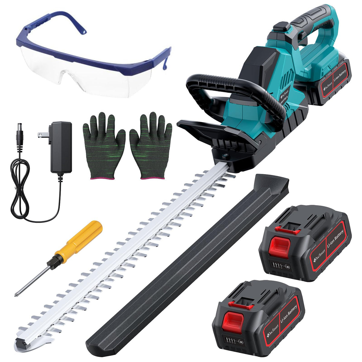 DocSmart 20-inch hedge trimmer with battery pack for extended cordless pruning