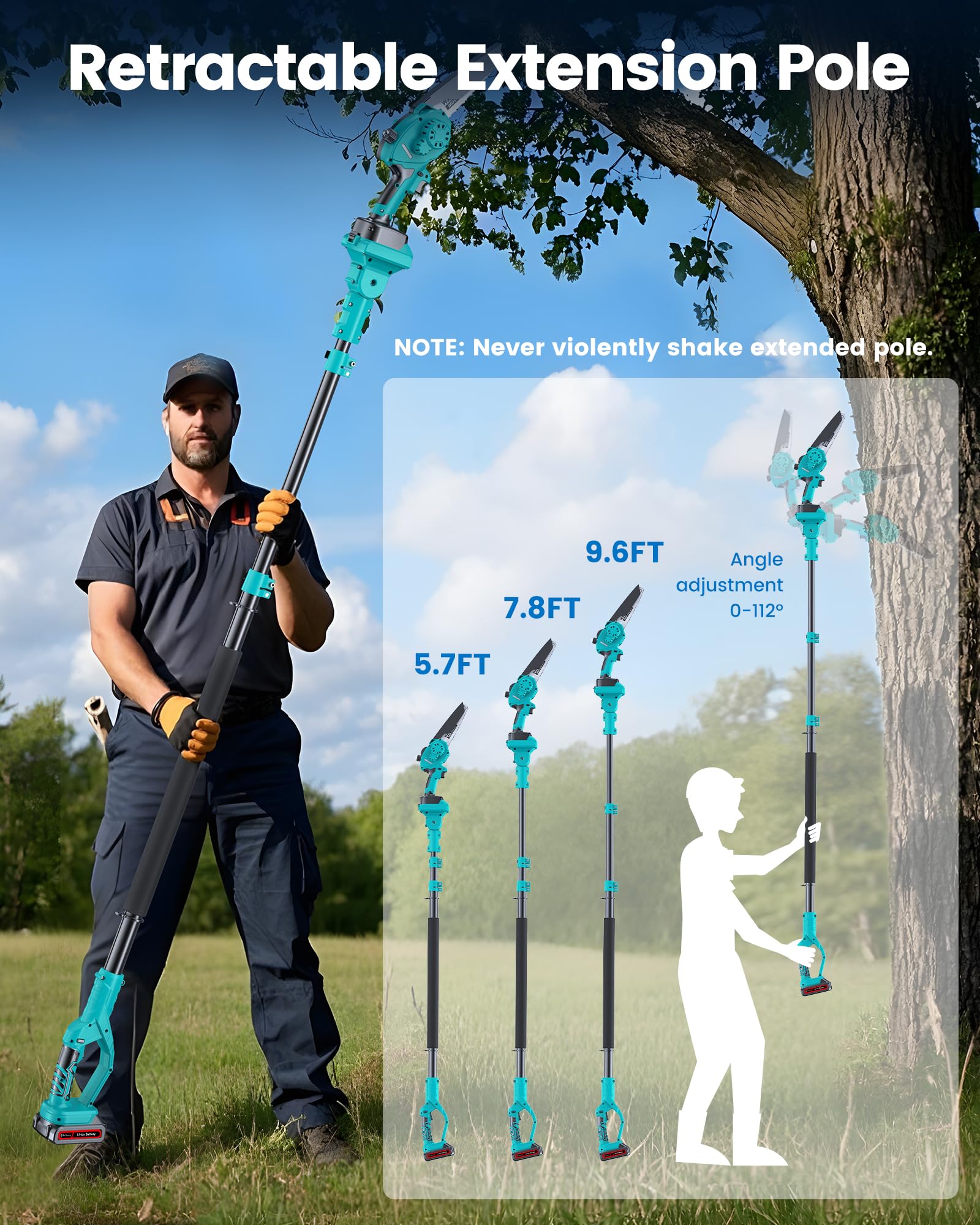 DocSmart brushless 1000W motor provides smooth cuts and efficient pruning.