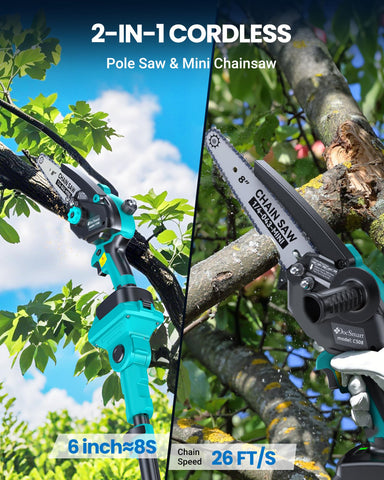 DocSmart extension pole reaches tall limbs for ground-level pruning