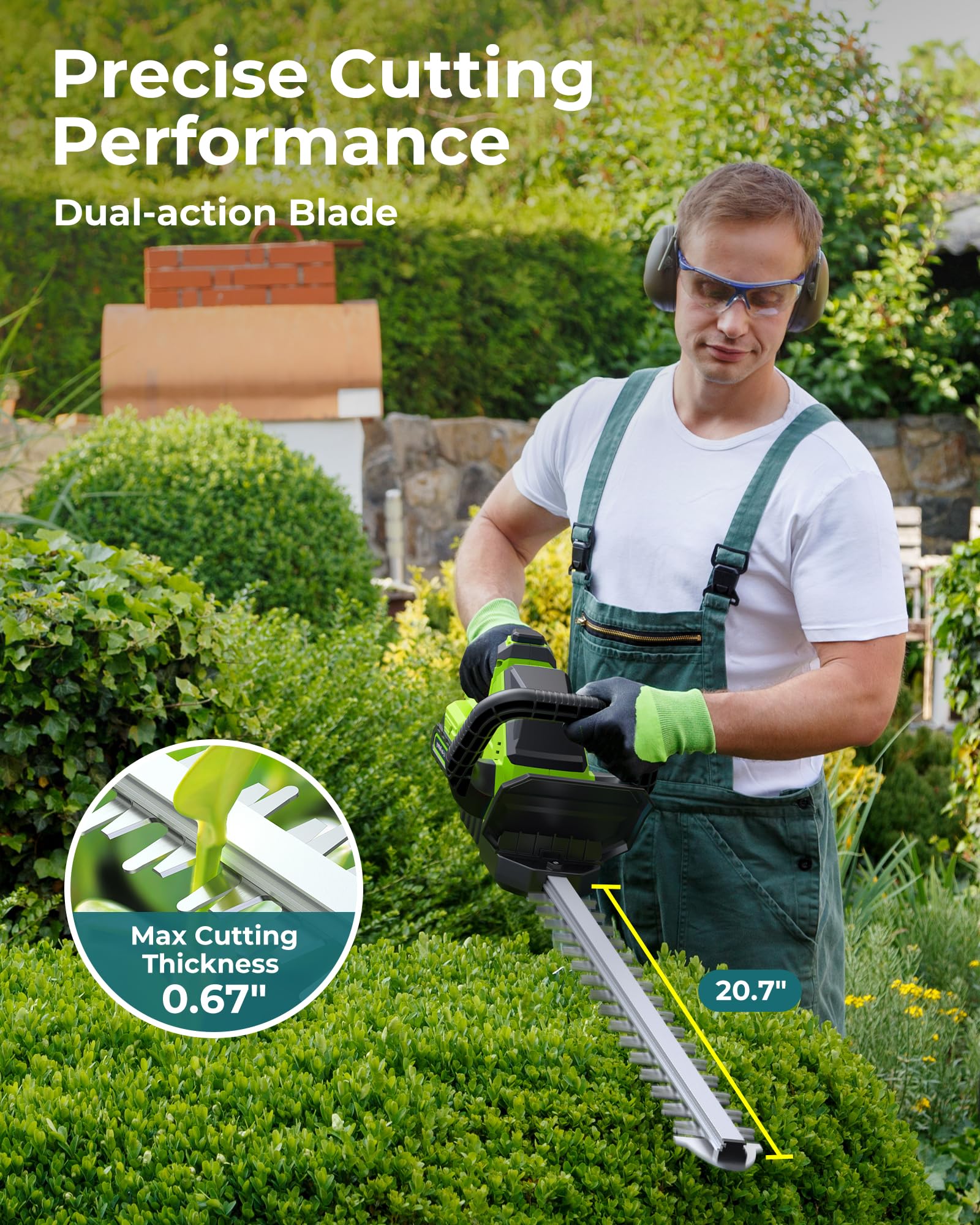 DocSmart hedge trimmer rotatable head enabling precise angles