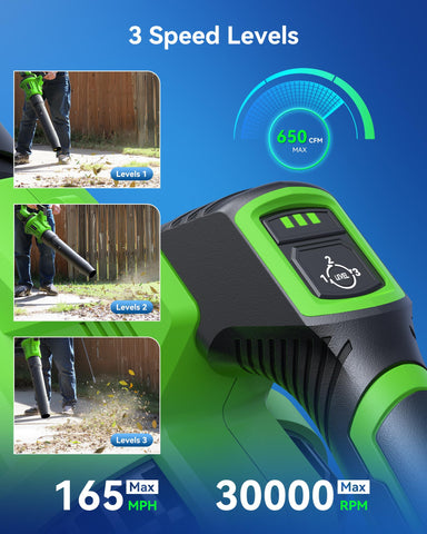 DocSmart leaf blower delivers 650 CFM for quick yard debris clearing