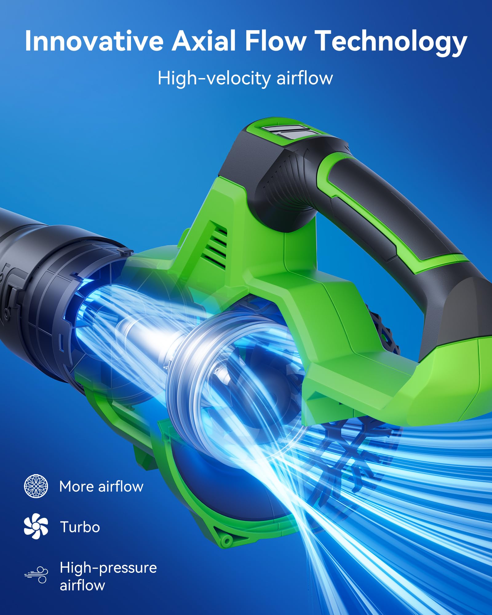 DocSmart leaf blower with three-speed control for versatile yard tasks