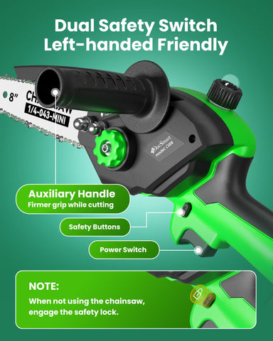 Two-in-one versatility with 8-inch and 6-inch bars for pruning and cutting