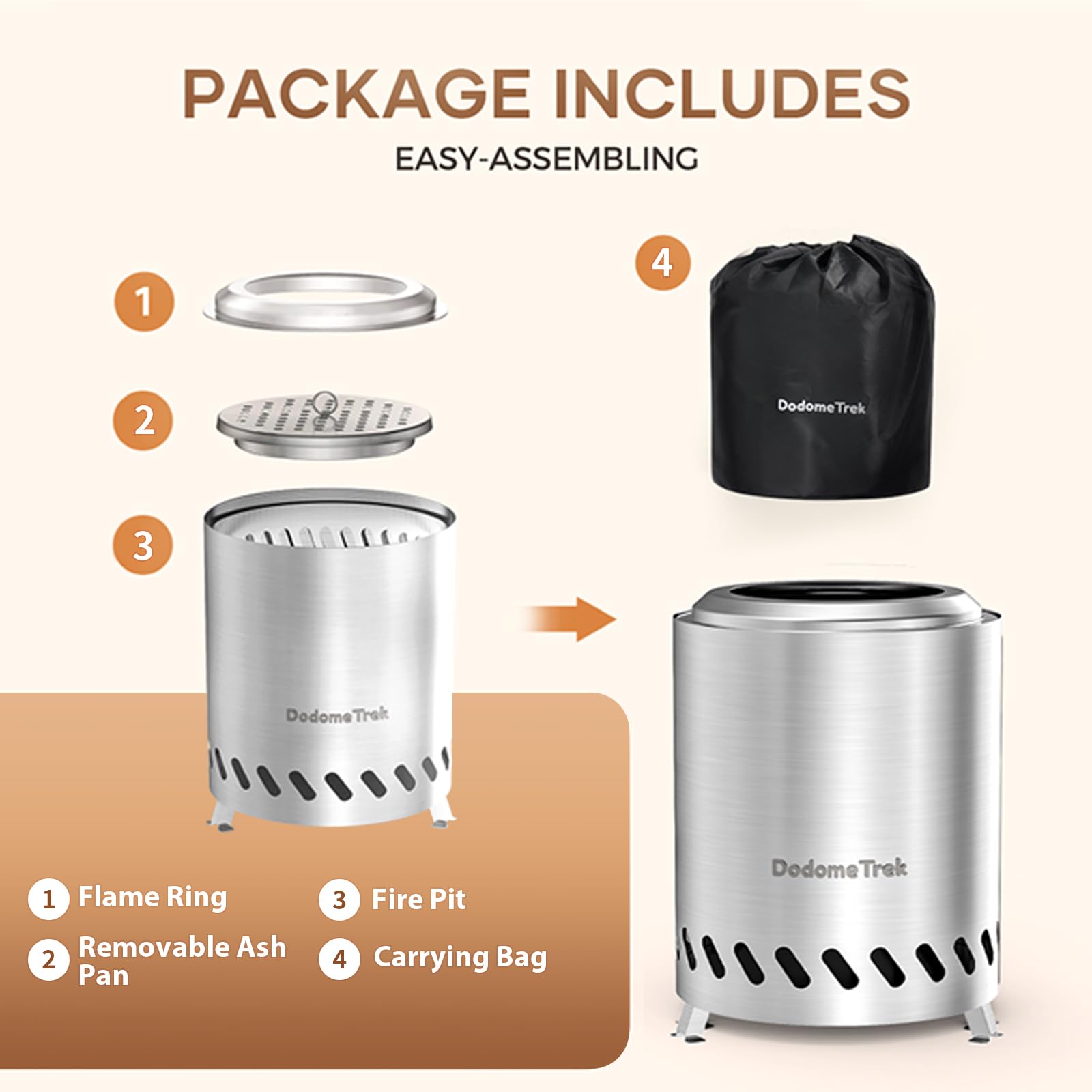 Dodometrek portable fire pit with carry bag for easy transport.