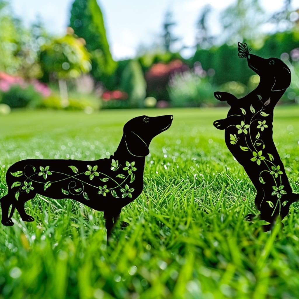 Doesen black silhouette dog yard art creates a bold focal point for outdoor spaces.