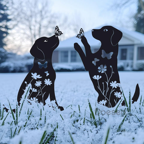 Doesen corten steel dog yard decor provides timeless curb appeal.