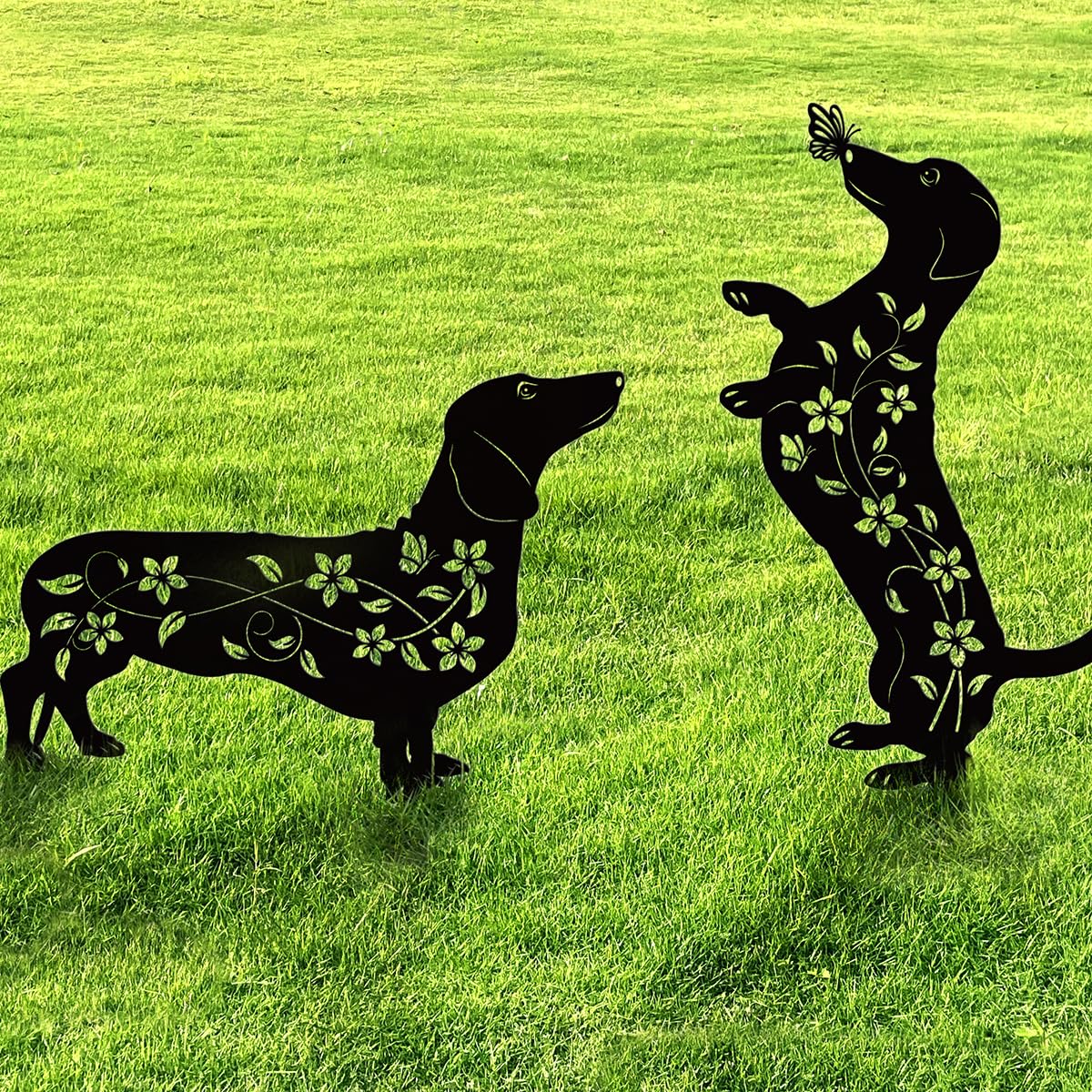 Doesen dog garden decor silhouette adds curb appeal with a durable outdoor dachshund stake.